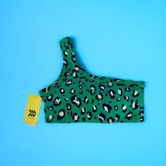 NWT All In Motion Cheetah Sports Bra Green Navy Size XS - Picture 1 of 5